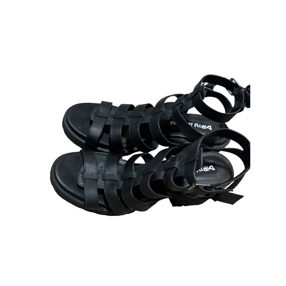 Dirty Laundry fun stuff Black Gladiator Block Heel Lug Sole Sandals Sz 9.5 Y2K - Picture 5 of 12